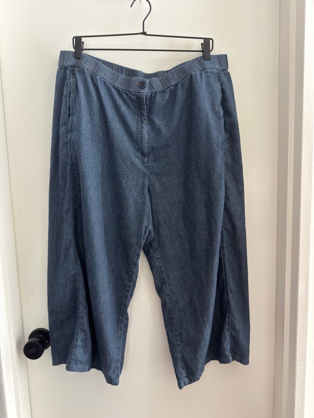 EILEEN FISHER chambray cropped jeans elastic waist size 1X